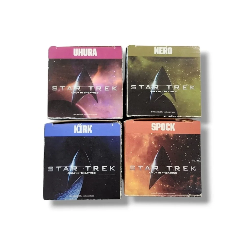 Star Trek 2008‎ Glasses Complete Set of 4 Kirk Spock Uhura Nero New With Boxes